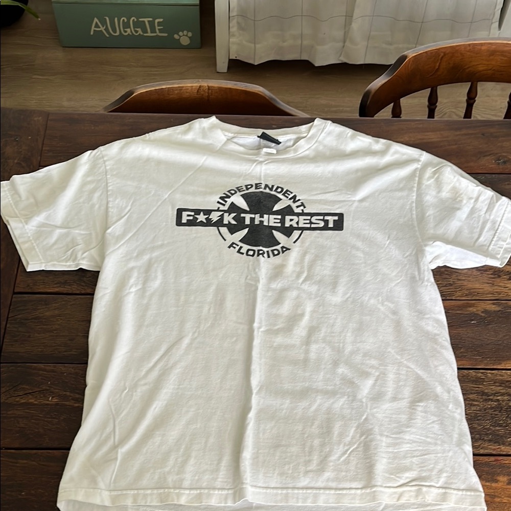 White Graphic T-Shirt 
Independent skateboarding